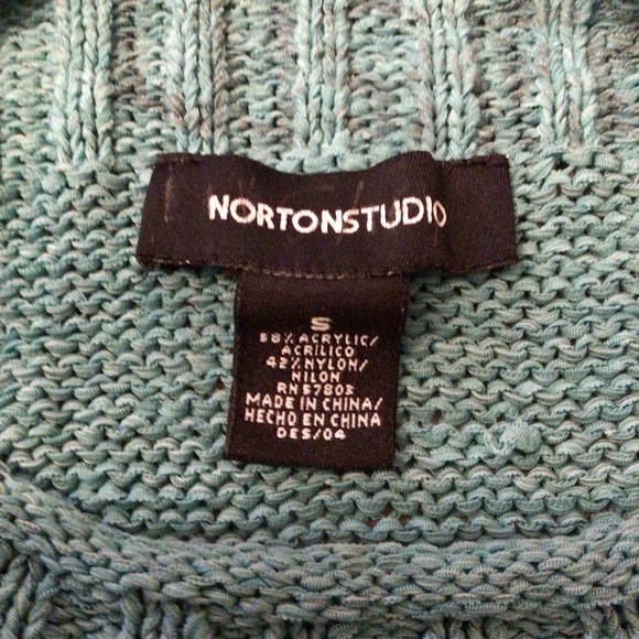 Norton Studio Womens Teal Cable Knit Pullover Sweater Size Small - Picture 8 of 9